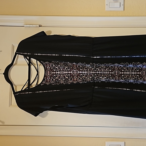 Maurices black, mauve and cream Dress with elastic waist Size 2 - Picture 2 of 9